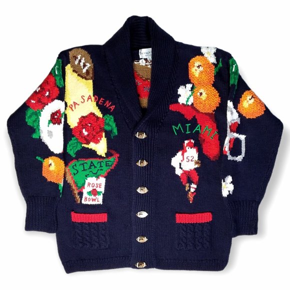 Vtg 1993 The Eagles Eye Cardigan Sweater Size Small College Football Rose Bowl - Picture 2 of 12